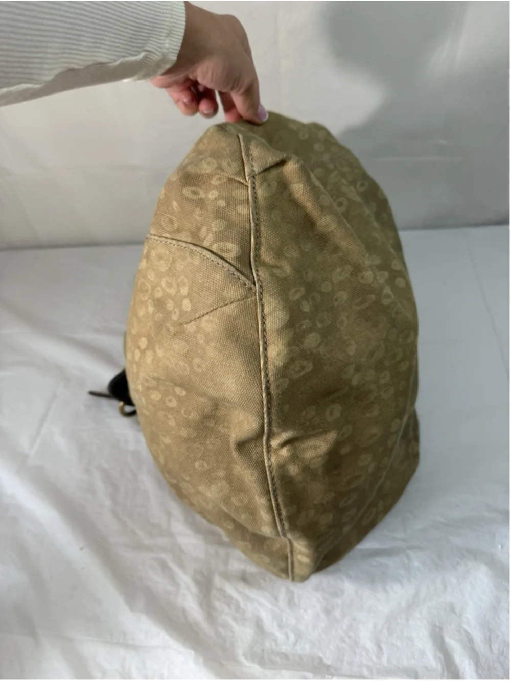 Vtg y2k Lucky Brand large hobo leather/canvas animal print ombre dyed bag